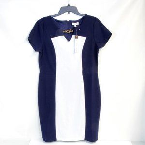 Luxology Navy White Cocktail Dress Blue Size Large